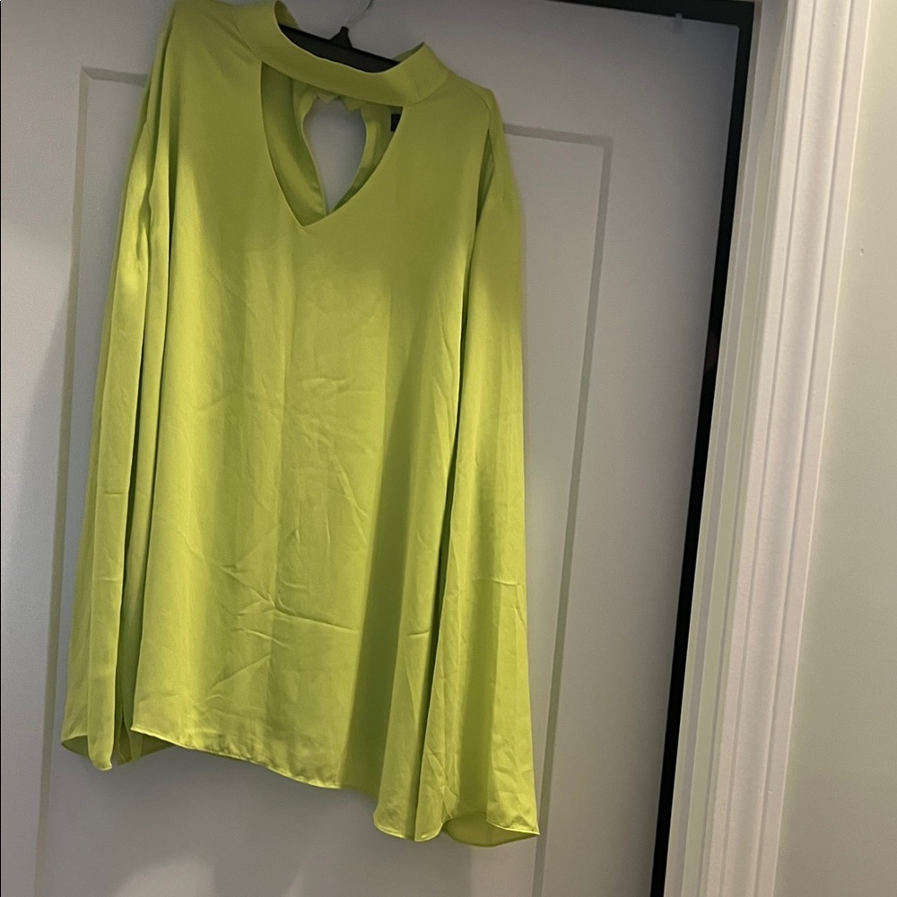 The Limited Lime Green Keyhole Long Sleeve Blouse